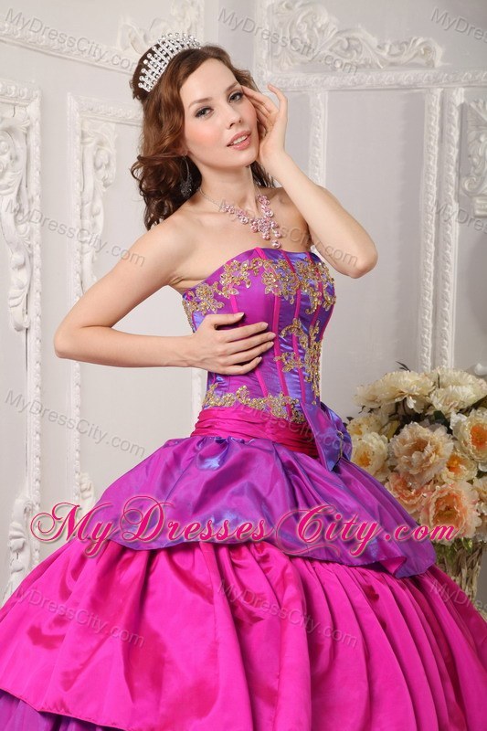 Multi-color Taffeta Ruffled layers Appliques 2013 Quinceanera Dress