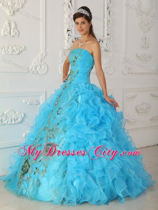 Pretty Ruffles Organza Embroidery Quinceanera Dress for Cheap