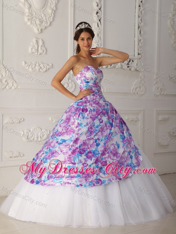 2013 Printing Strapless Organza Corset 2013 Quinceanera Dress