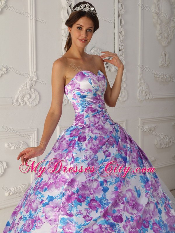 2013 Printing Strapless Organza Corset 2013 Quinceanera Dress