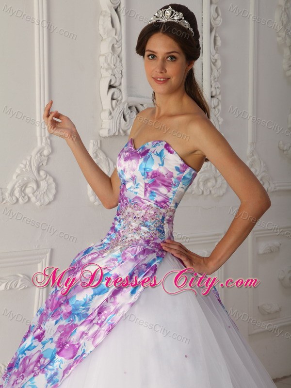 2013 Printing Strapless Organza Corset 2013 Quinceanera Dress