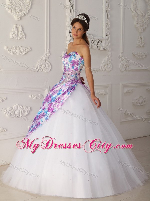 2013 Printing Strapless Organza Corset 2013 Quinceanera Dress