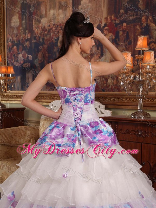 Ruffled Layers Quinceanera Dress 2013 Flowers Organza and Printing