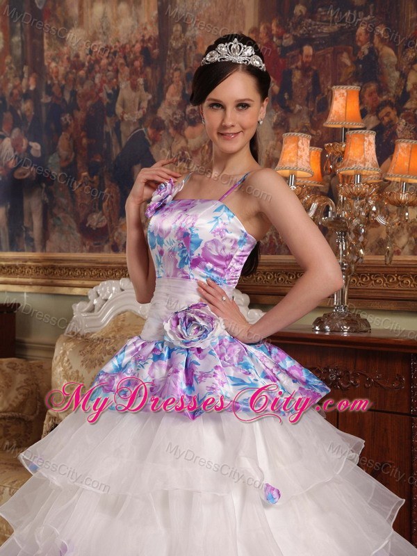 Ruffled Layers Quinceanera Dress 2013 Flowers Organza and Printing