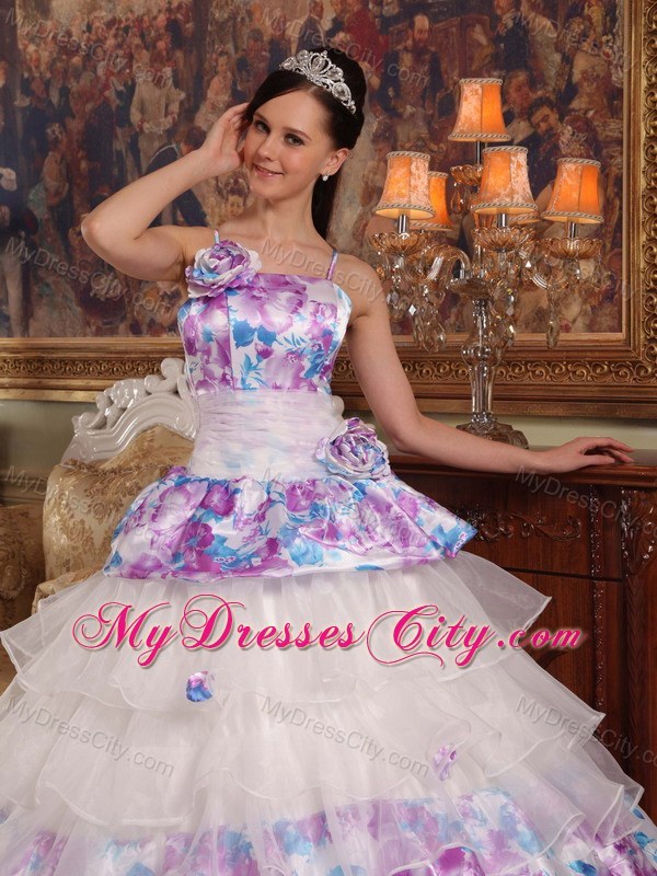 Ruffled Layers Quinceanera Dress 2013 Flowers Organza and Printing