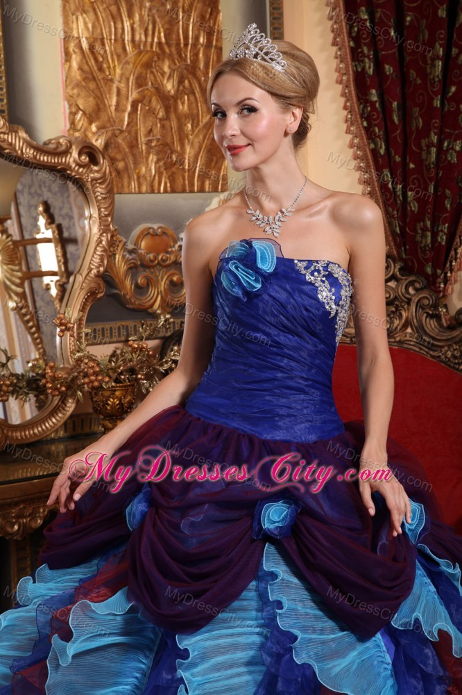 2014 Luxurious Ruffles and ruches Multi-color Quinceanera Dress