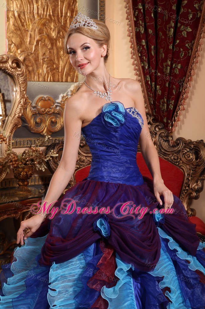 2014 Luxurious Ruffles and ruches Multi-color Quinceanera Dress