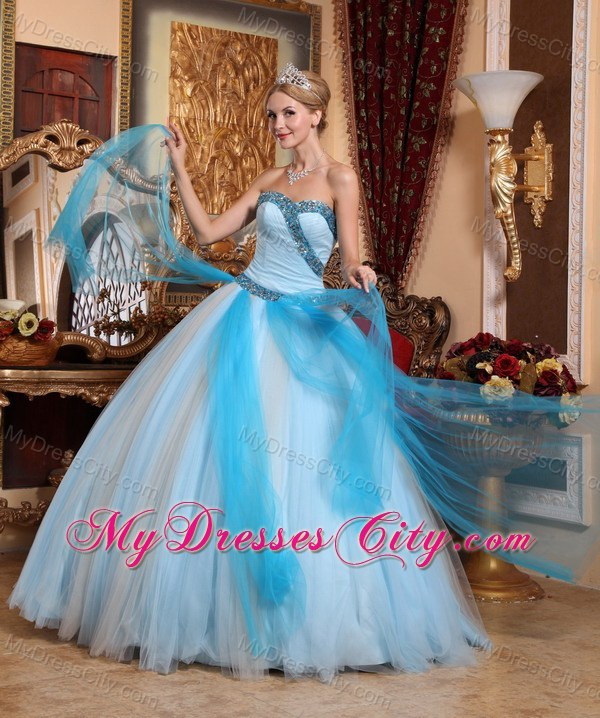 Multi-color Beading Tulle Quinceanera Dress For Military Ball