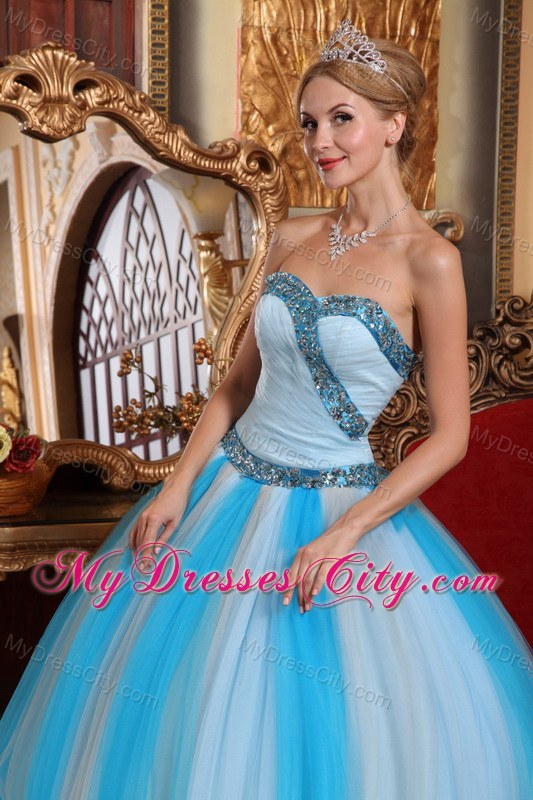 Multi-color Beading Tulle Quinceanera Dress For Military Ball