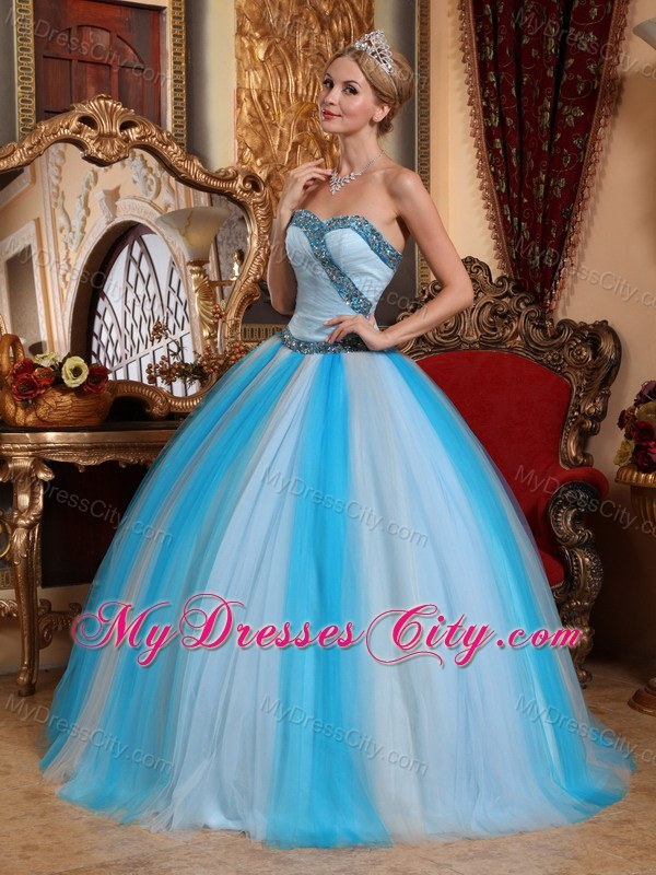 Multi-color Beading Tulle Quinceanera Dress For Military Ball