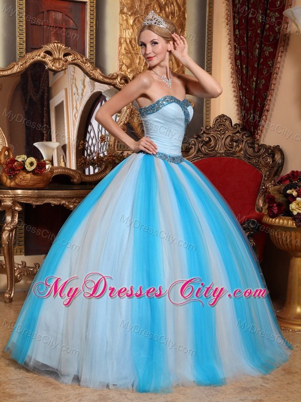 Multi-color Beading Tulle Quinceanera Dress For Military Ball