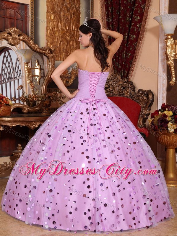 Lavender Quinceanera Dress with Ruches and Sequins in party