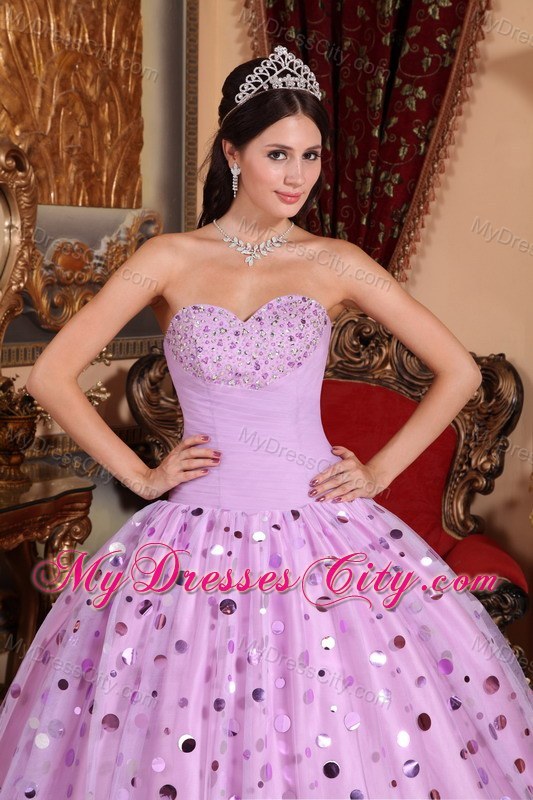 Lavender Quinceanera Dress with Ruches and Sequins in party