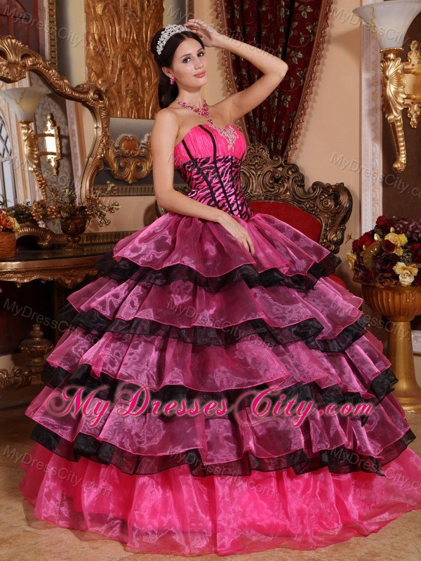 Cheap Multi-color Ruffled Layers Zebra Quinceanera Dress on Sale