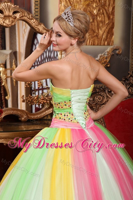 2013 Beautiful Multi-color Sweet 15 Dress with Beading For Girl