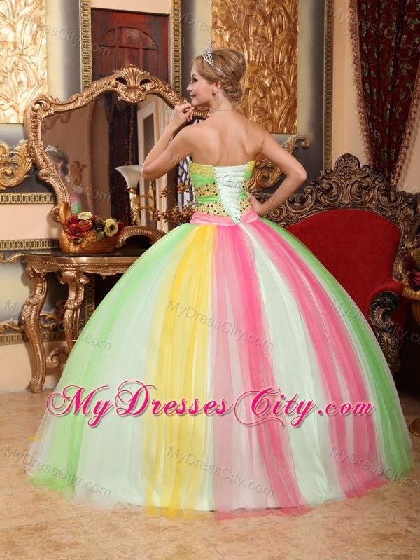 2013 Beautiful Multi-color Sweet 15 Dress with Beading For Girl