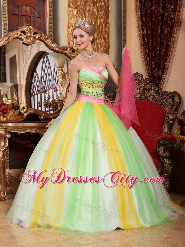 2013 Beautiful Multi-color Sweet 15 Dress with Beading For Girl