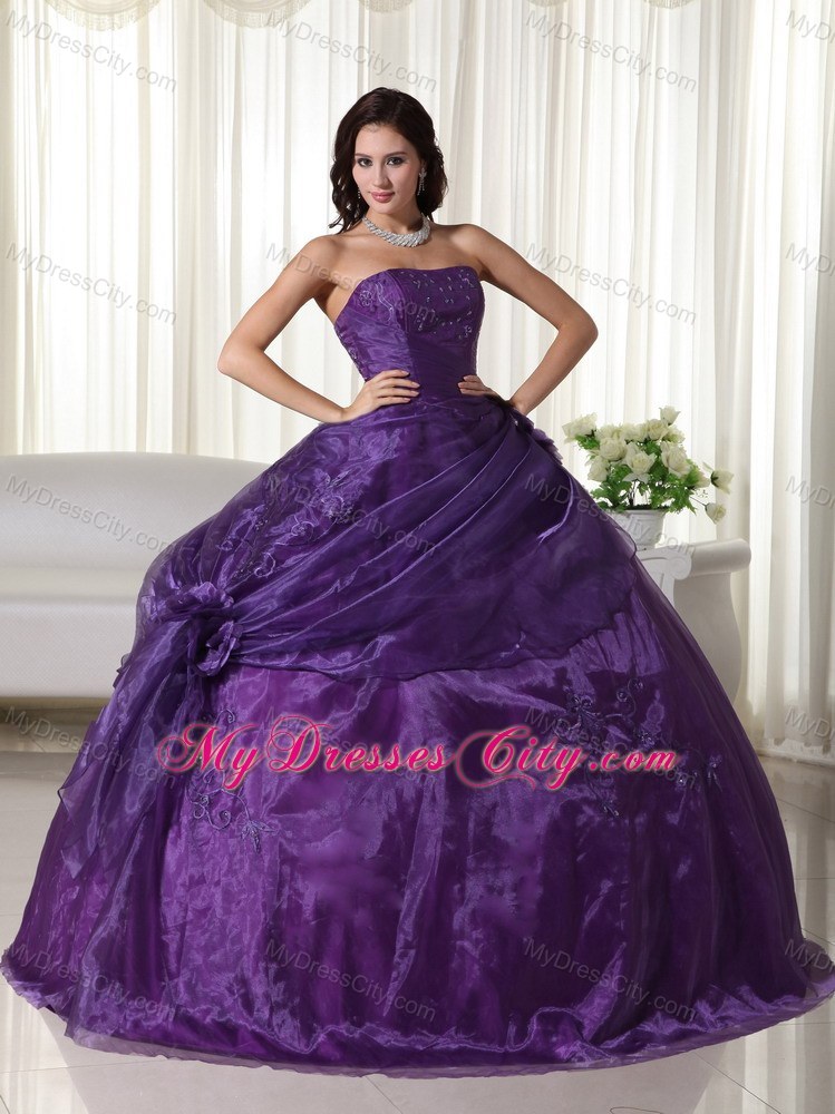 2013 Purple strapless Quinceanera Gowns Ruches and Pick-ups