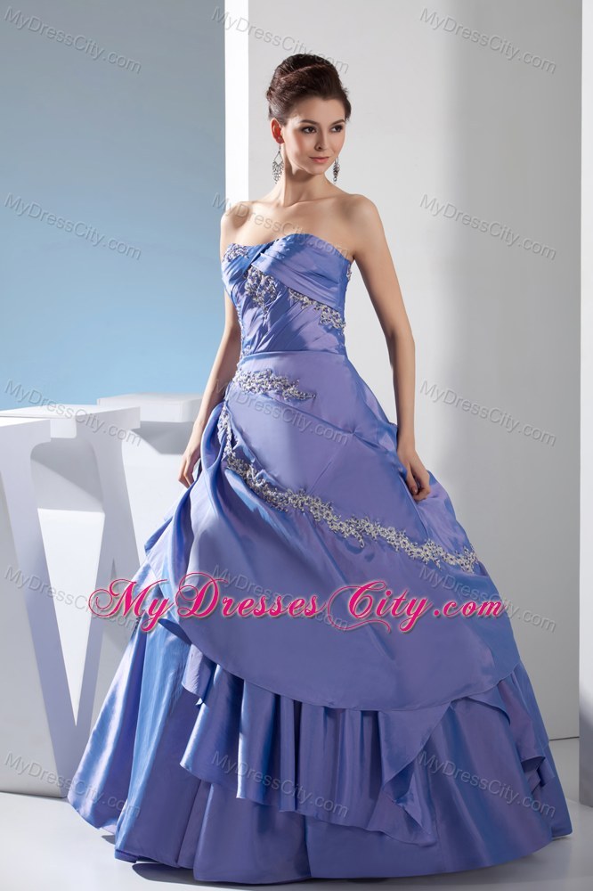 2013 cheap Strapless Appliques Quinceanera Gowns with Taffeta