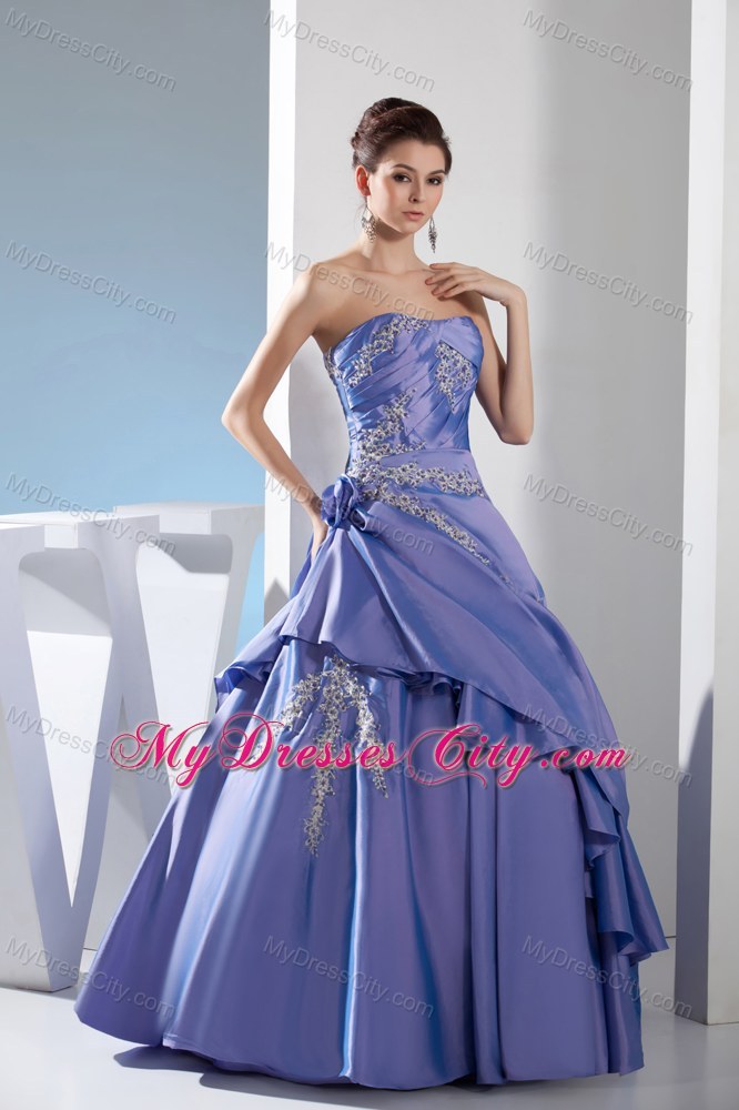 2013 cheap Strapless Appliques Quinceanera Gowns with Taffeta