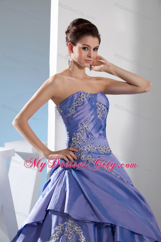 2013 cheap Strapless Appliques Quinceanera Gowns with Taffeta