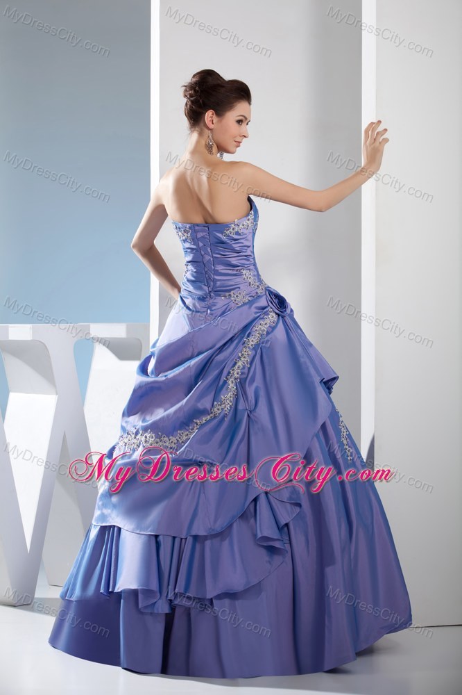 2013 cheap Strapless Appliques Quinceanera Gowns with Taffeta