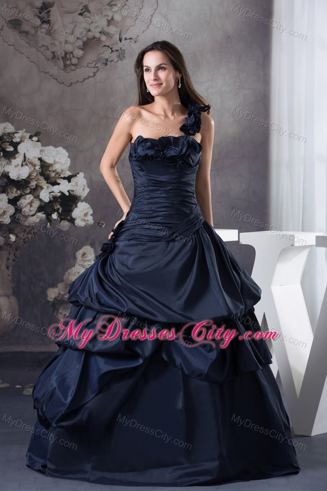 Simple Navy Blue 2013 Quinceanera Gowns Ruches For Cheap