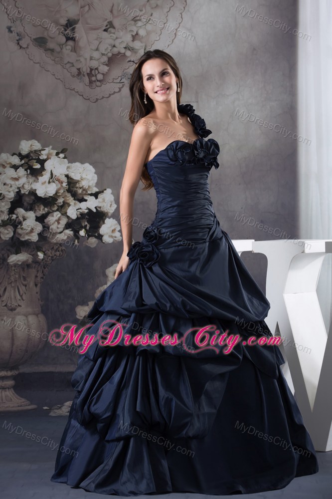 Simple Navy Blue 2013 Quinceanera Gowns Ruches For Cheap