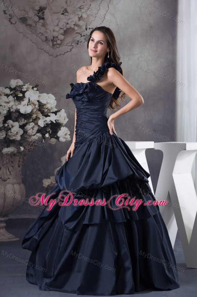 Simple Navy Blue 2013 Quinceanera Gowns Ruches For Cheap