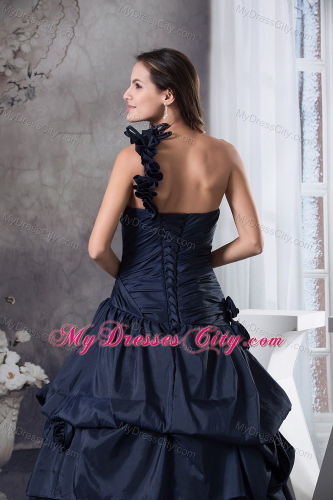 Simple Navy Blue 2013 Quinceanera Gowns Ruches For Cheap