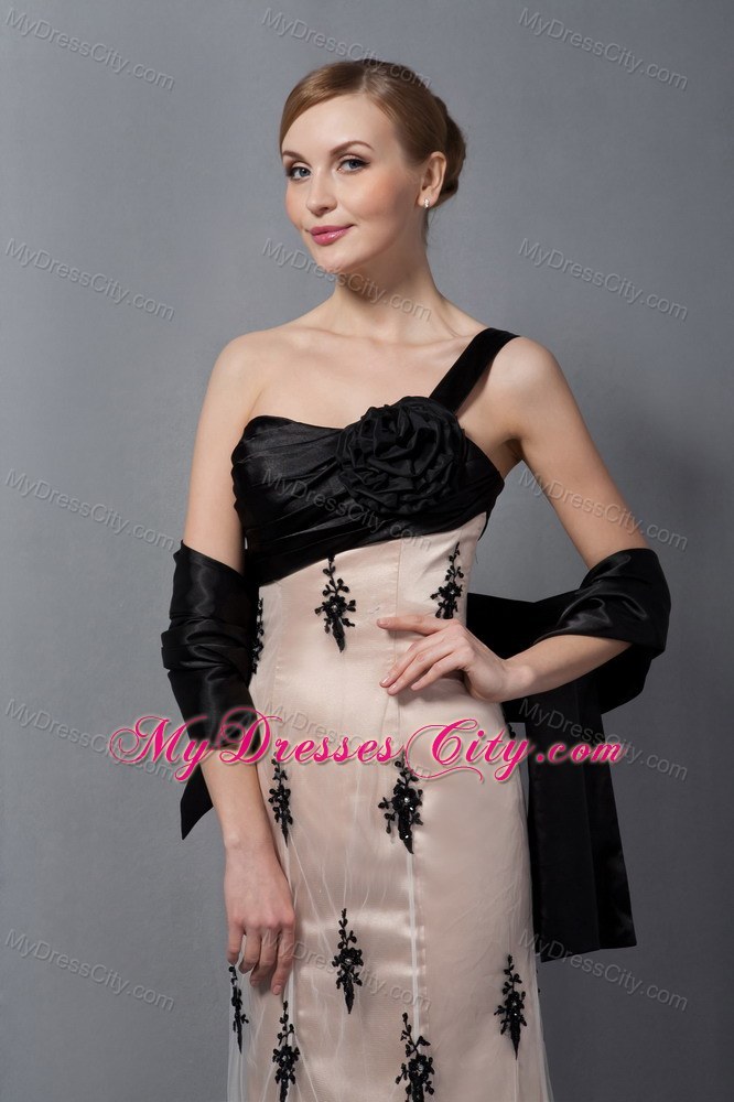 One Shoulder Lace Prom Evening Dresses With Hand Made Flower