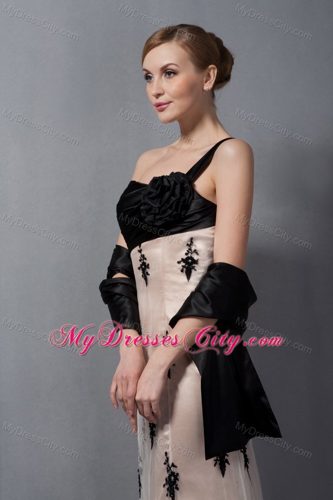 One Shoulder Lace Prom Evening Dresses With Hand Made Flower