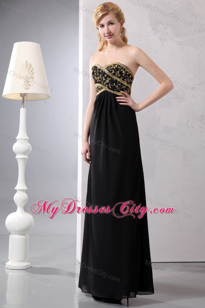 Empire Chiffon Sweetheart Sequins Black Prom Evening Dress 2013