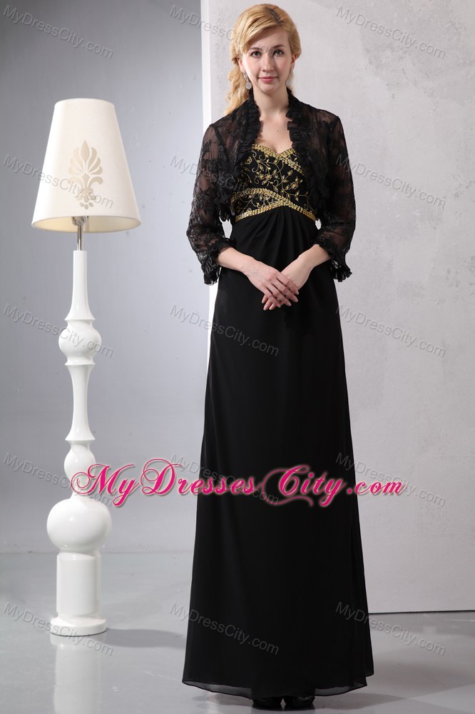 Empire Chiffon Sweetheart Sequins Black Prom Evening Dress 2013