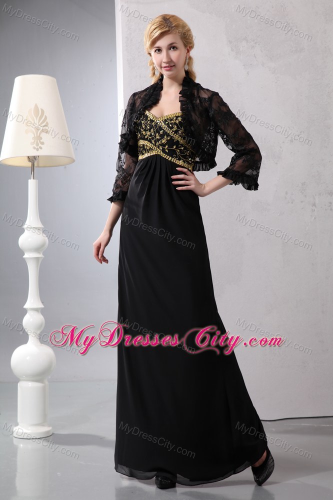 Empire Chiffon Sweetheart Sequins Black Prom Evening Dress 2013