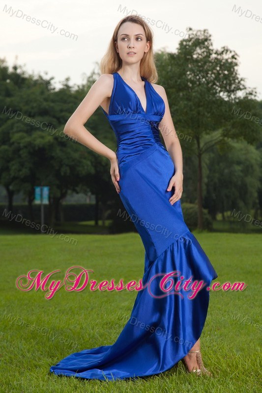 Mermaid V-neck Brush Train High-low Evening Dresses Cool Back