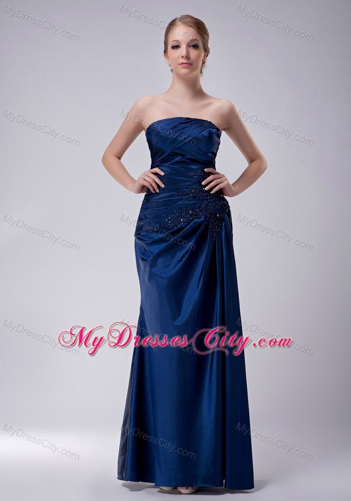 Appliques Strapless Floor-length Taffeta Jacket Mother Of The Bride Dress