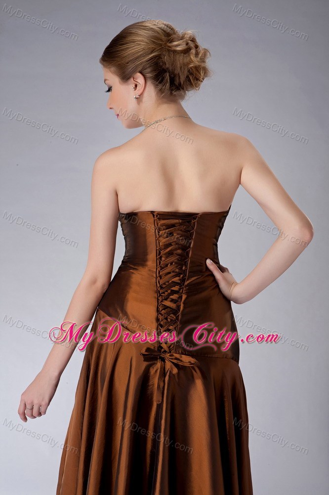 Appliques Strapless Floor-length Jacket Brown Mother Of The Bride Dress