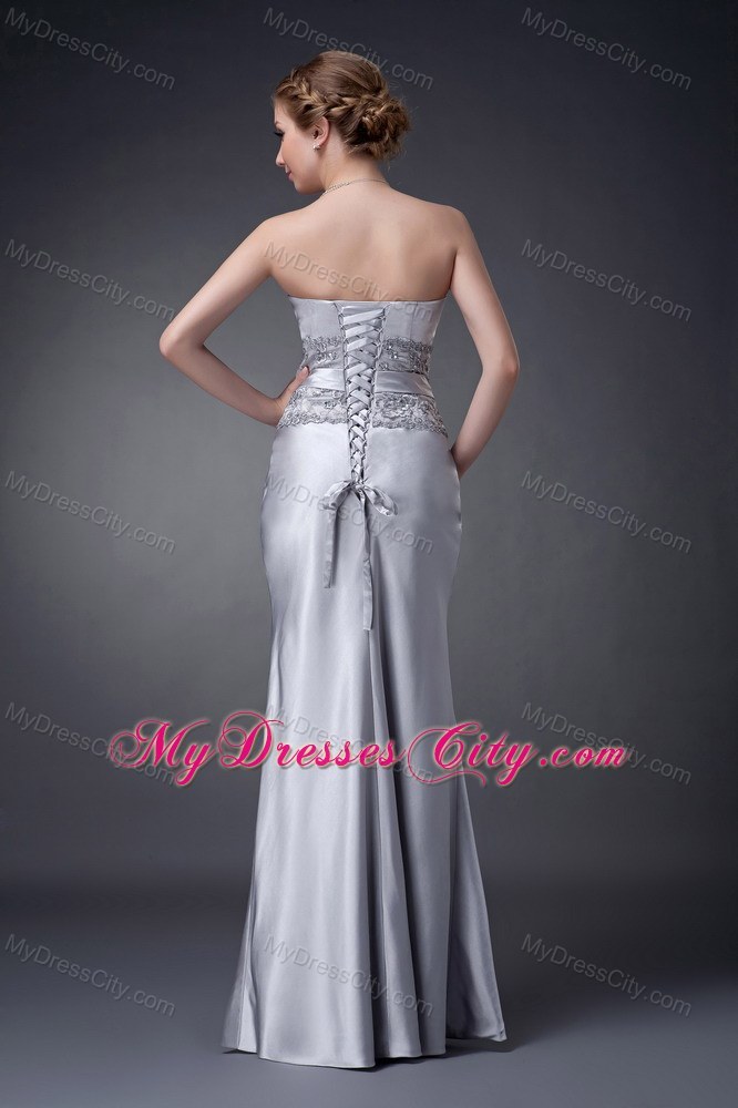 Strapless Appliques Floor-length Satin Wedding Outfits for Brides Mother