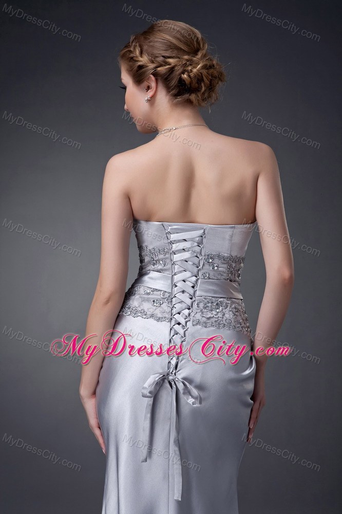 Strapless Appliques Floor-length Satin Wedding Outfits for Brides Mother