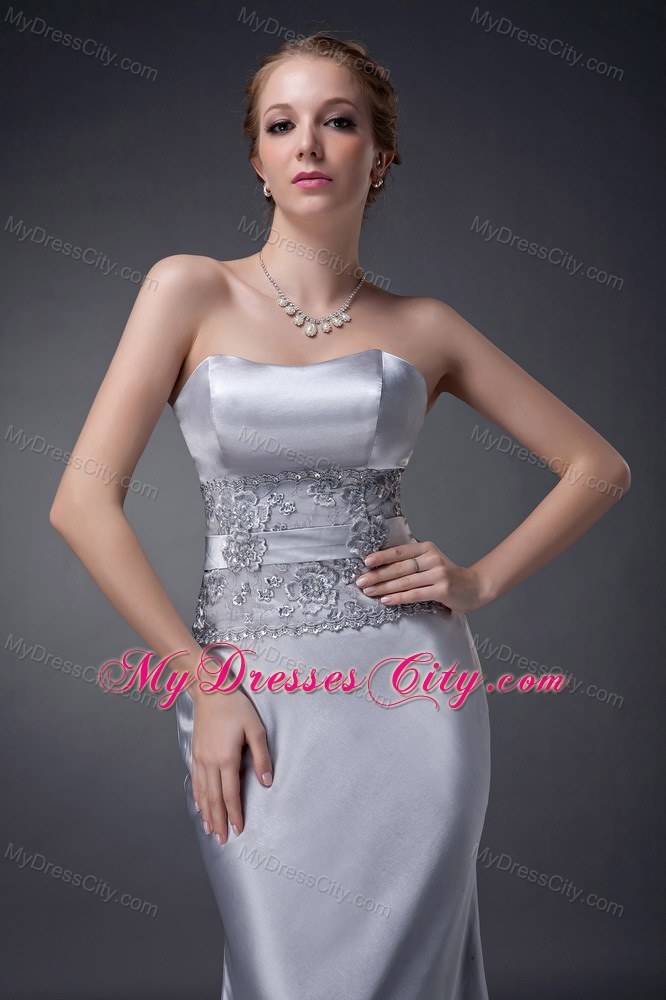 Strapless Appliques Floor-length Satin Wedding Outfits for Brides Mother