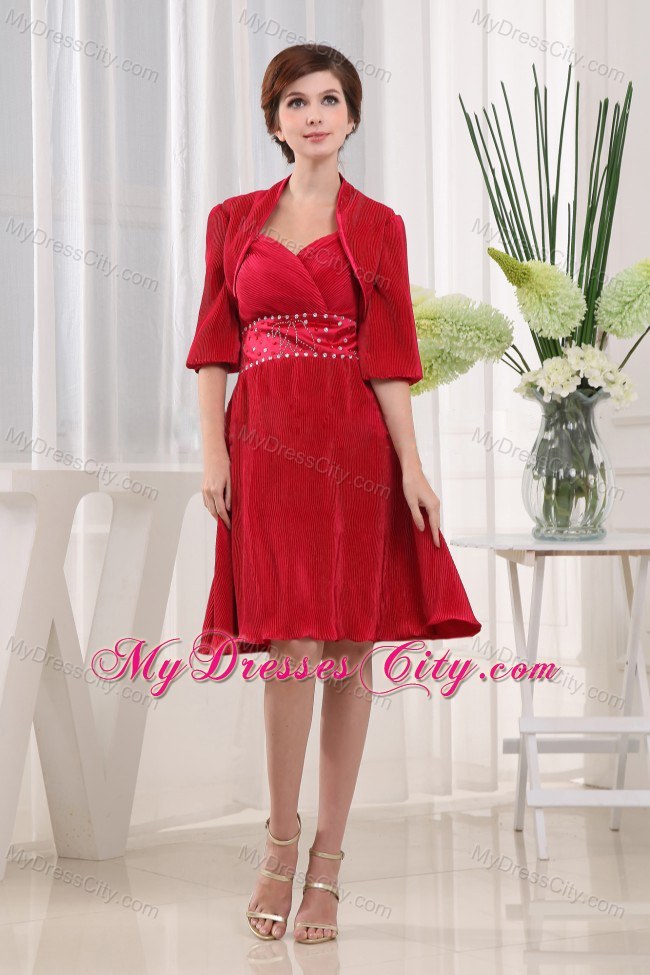 Sweetheart Beading Chiffon Bolero Wine Red Mother Of The Bride Dress