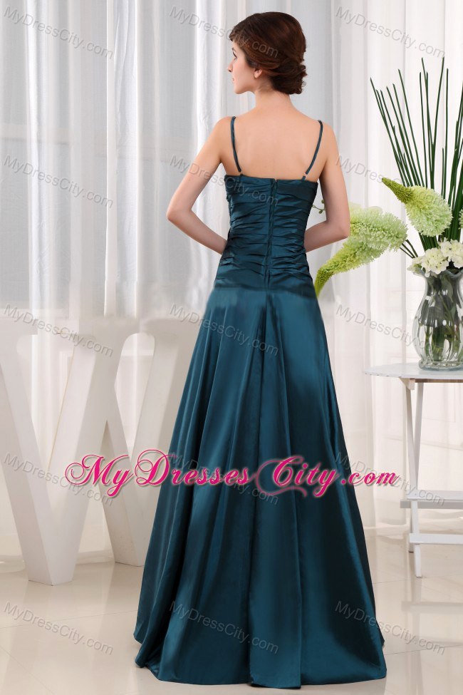 Appliques Straps Taffeta Teal Floor-length Jacket Mother Bride Dress