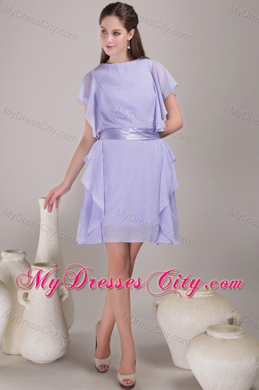 Bateau Neck Sash Butterfly Sleeves Chiffon Mother Of The Bride Dress