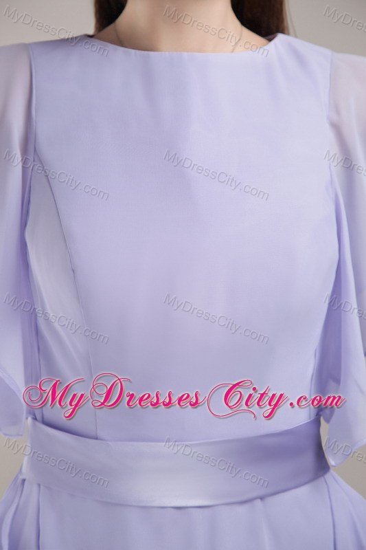 Bateau Neck Sash Butterfly Sleeves Chiffon Mother Of The Bride Dress