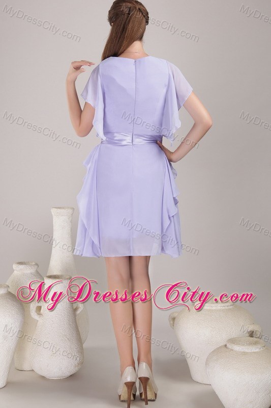 Bateau Neck Sash Butterfly Sleeves Chiffon Mother Of The Bride Dress