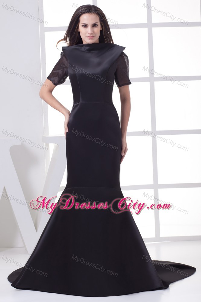 High-neck Backout Mermaid Chapel Train Mother of the Bride Dress