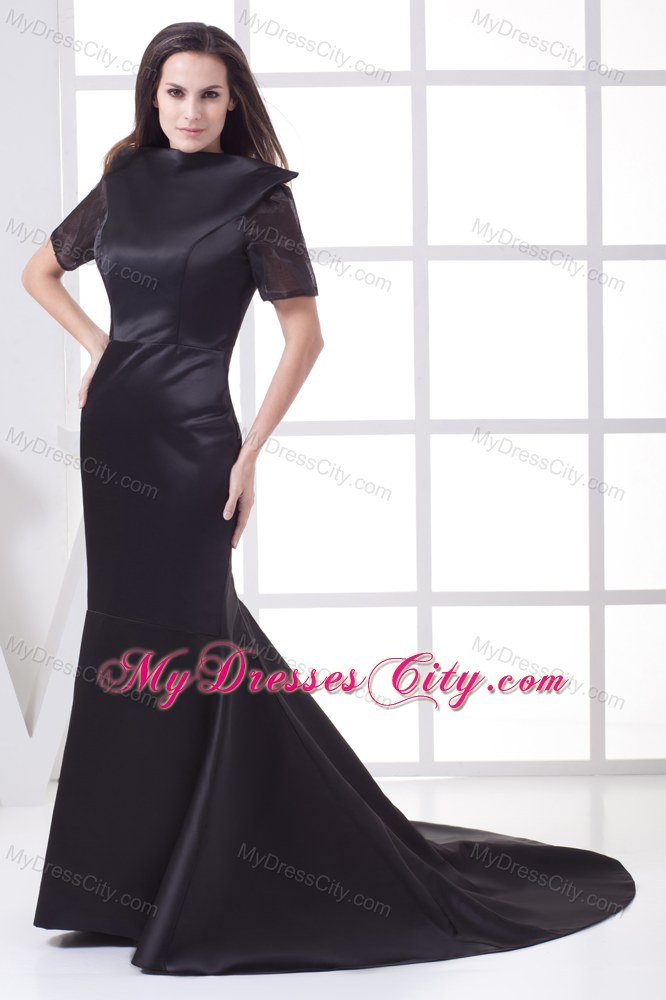 High-neck Backout Mermaid Chapel Train Mother of the Bride Dress