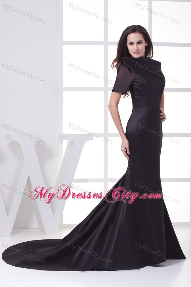 High-neck Backout Mermaid Chapel Train Mother of the Bride Dress