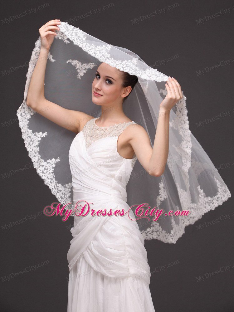 Two-tier Tulle With Appliques Elbow Length Veil